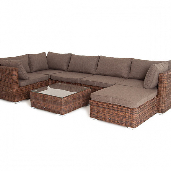 Лунго плетеная оттоманка с подушкой, цвет коричневый фото 3