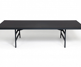 Рио стол из HPL 300х120см, цвет столешницы черный мрамор, угол R3мм