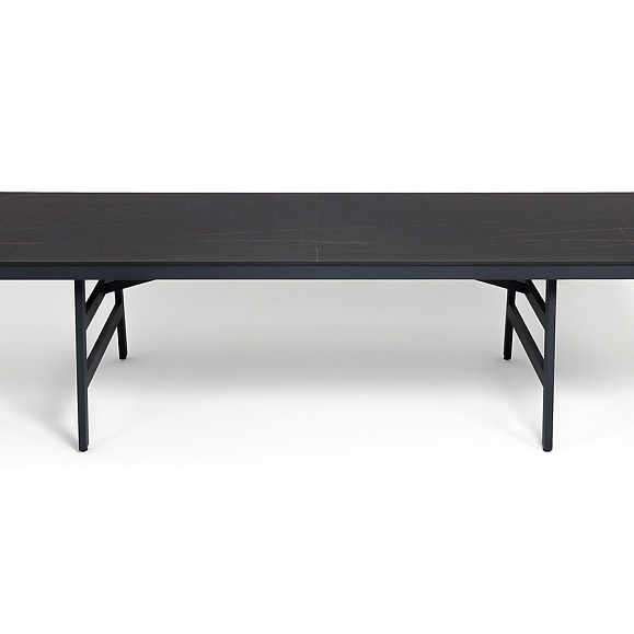 Рио стол из HPL 300х120см, цвет столешницы черный мрамор, угол R3мм фото 2