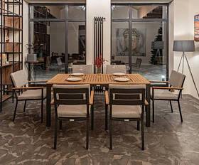 Обеденный комплект Oscar Royal Family со столешницей из тика, цвет светло серый