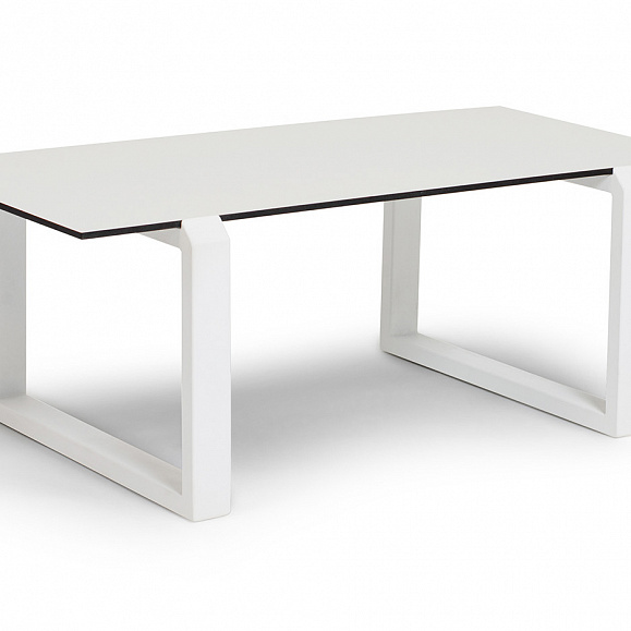 Варадеро журнальный стол из HPL 110х60 H43, каркас алюминий белый муар, цвет столешницы молочный фото 1