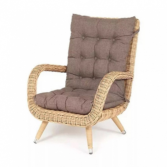 Плетеное кресло Толедо 4SIS из искусственного ротанга, цвет соломенный фото 1