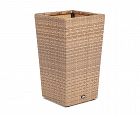 Капучино кашпо для цветов плетеное из искусственного ротанга, цвет соломенный