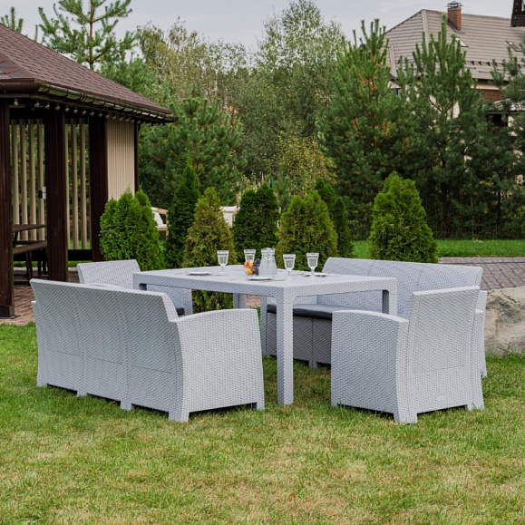 Обеденный комплект Grand Lana Dining XL Royal Family из пластика, цвет светло-серый фото 1