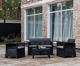 Обеденный комплект Lily Royal Family из пластика с двухместным диваном, цвет черный