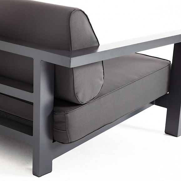 Гранада диван 3-местный, каркас алюминий темно-серый (RAL7024) шагрень, ткань темно-серая 027 фото 4