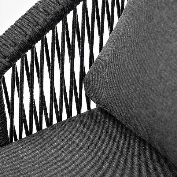 Кресло плетеное Верона 4SIS из роупа, каркас алюминий темно-серый (RAL7024) шагрень, роуп темно-серый круглый, ткань темно-серая фото 5