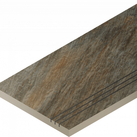 Керамогранитная ступень Italon Манетик X2 Дарк Бортик 30X60 Грип Пр фото 1