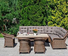 Левый модуль дивана Бергамо 4SIS из искусственного ротанга, цвет коричневый