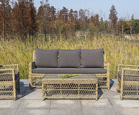 Стол журнальный Гранд Латте 4SIS из искусственного ротанга, цвет соломенный