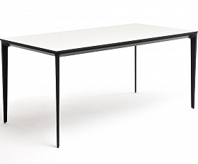 Малага обеденный стол из HPL 160х80см, цвет молочный, каркас черный