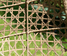 Флоренция подвесное кресло-кокон из искусственного ротанга, цвет соломенный с серой подушкой