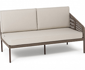 Канны левый модуль плетеный из роупа, каркас алюминий коричневый (RAL8016) муар, роуп коричневый круглый, ткань бежевая 15052