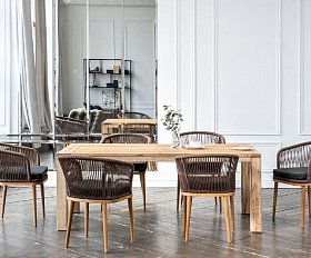 Обеденная группа Мадейра 4SIS из роупа (веревки) на 6 персон, цвет коричневый