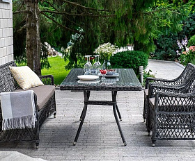 Плетеная обеденная группа Катания 4SIS из искусственного ротанга, цвет графит