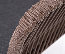 Лион стул плетеный из роупа, каркас из стали коричневый (RAL8016) муар, роуп коричневый круглый, ткань бежевая