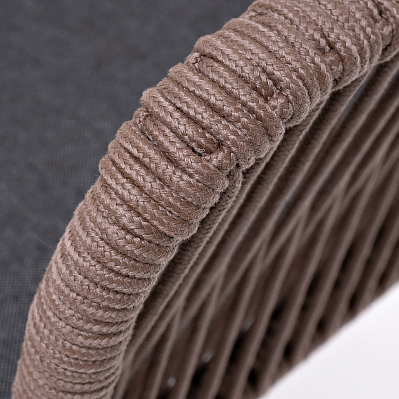 Лион стул плетеный из роупа, каркас из стали коричневый (RAL8016) муар, роуп коричневый круглый, ткань бежевая фото 5