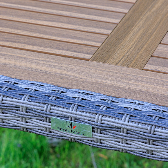 Обеденный стол Amelia Royal Family из искусственного ротанга 90 см, цвет серый фото 6
