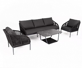 Плетеная лаунж-зона Канны 4SIS из роупа (веревки), цвет темно-серый