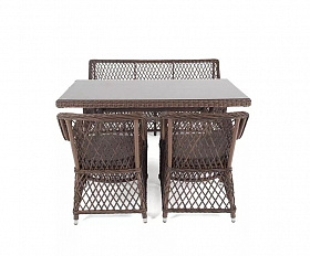 Плетеная обеденная группа Катания 4SIS из искусственного ротанга, цвет коричневый