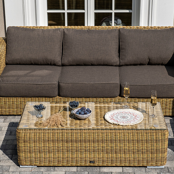 Боно лаунж-зона из искусственного ротанга, цвет соломенный фото 7