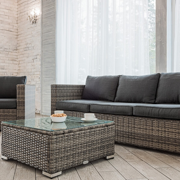 Лаунж-зона Karl Royal Family из искусственного ротанга с трёхместным диваном, цвет серый фото 8
