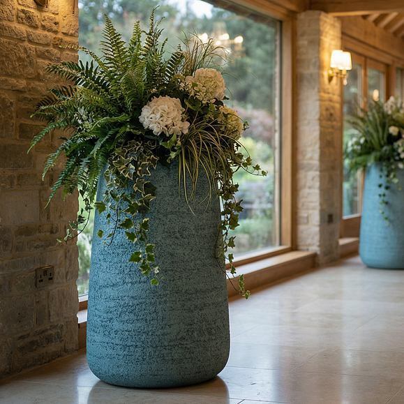 Кашпо Concretika Коне D36 H75 Эрозия голубой фото 1