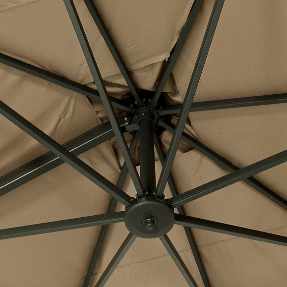 Римини зонт уличный 3х3м на боковой алюминиевой опоре, тент бежевый фото 5