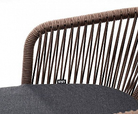 Стул Марсель 4SIS плетеный из роупа, основание дуб, роуп коричневый круглый, ткань темно-серая 27