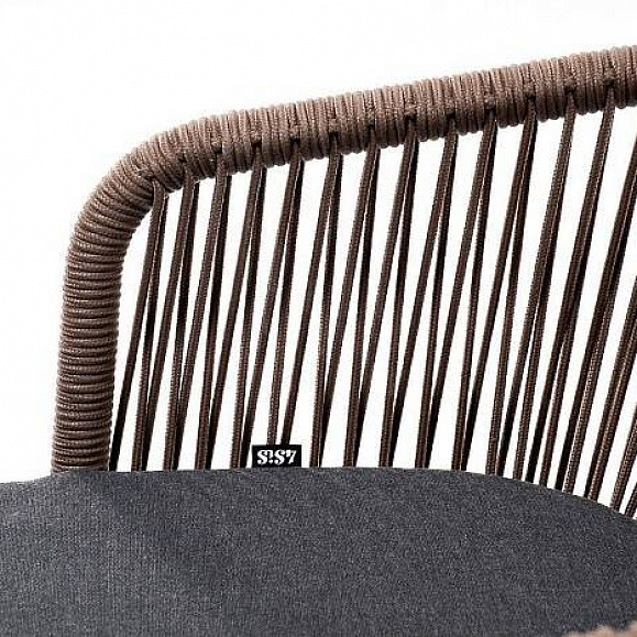 Стул Марсель 4SIS плетеный из роупа, основание дуб, роуп коричневый круглый, ткань темно-серая 27 фото 2