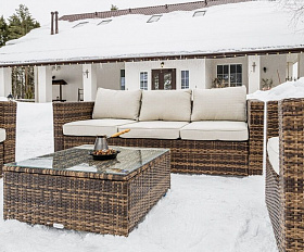 Лаунж-зона Karl Royal Family из искусственного ротанга с трёхместным диваном, цвет коричневый