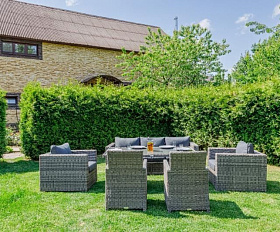 Обеденный комплект Karl plus Royal Family из искусственного ротанга, цвет серый