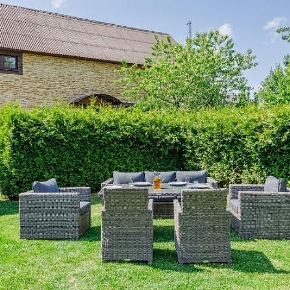 Обеденный комплект Karl plus Royal Family из искусственного ротанга, цвет серый фото 3