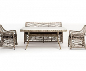 Плетеная обеденная группа Катания 4SIS из искусственного ротанга, цвет бежевый