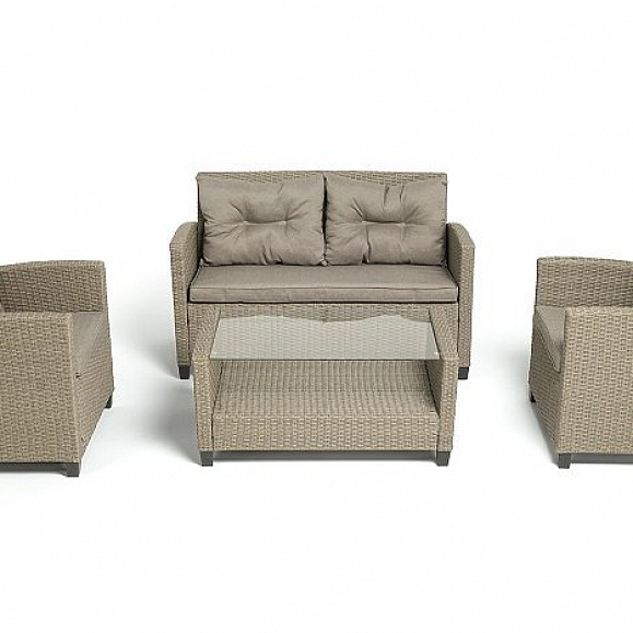 Лаунж-Зона Филадельфия 4SIS из искусственного ротанга, цвет соломенный фото 2