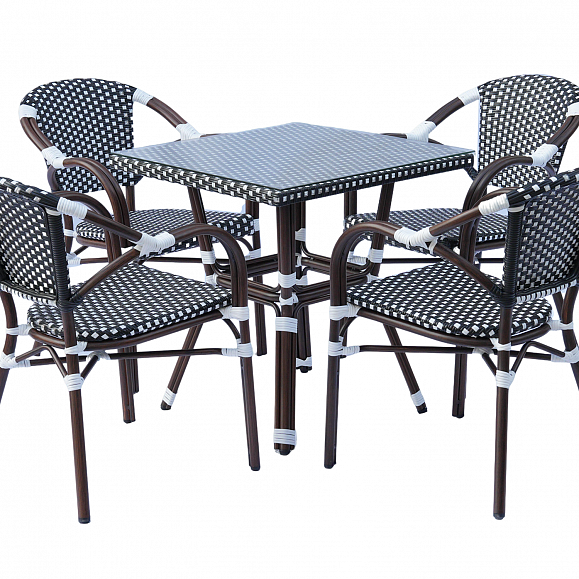 Кабри плетеный стул из искусственного ротанга, цвет черно-белый фото 4