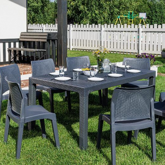 Обеденный комплект July L Royal Family из пластика, цвет графит фото 1