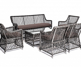 Лаунж-зона Асти 4SIS из искусственного ротанга, цвет графит 6 персон