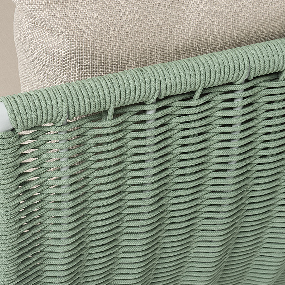 Фиджи диван 3-местный плетеный из роупа, каркас алюминий светло-серый (RAL7035) муар, роуп зеленый (4204) круглый tex, ткань Mossle бежевая фото 7