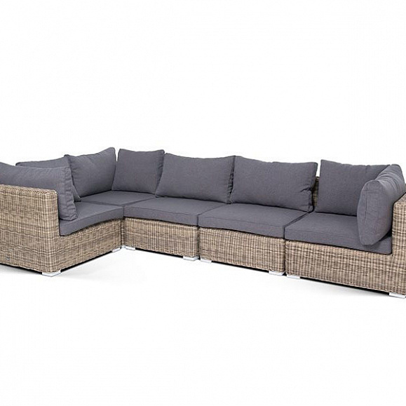 Лунго трансформирующийся диван из искусственного ротанга, цвет соломенный фото 1