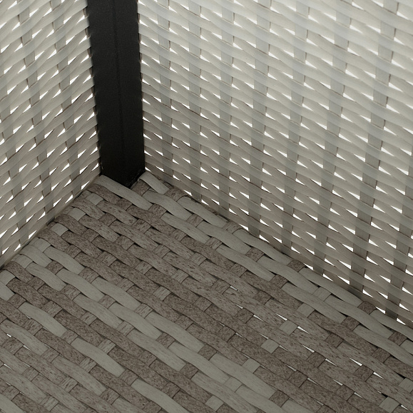 Лунго кашпо для цветов большое плетеное из искусственного ротанга, цвет бежевый фото 5