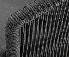 Верона диван 3-местный плетеный из роупа, каркас алюминий темно-серый (RAL7024) муар, роуп темно-серый круглый, ткань темно-серая 027