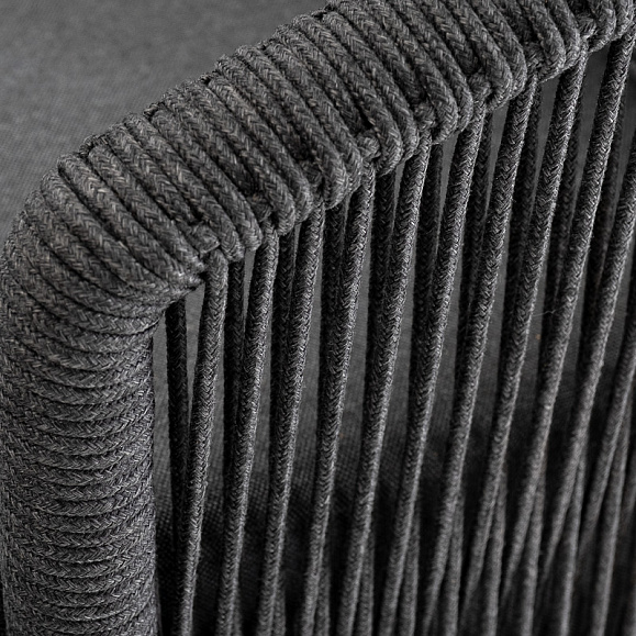 Верона диван 3-местный плетеный из роупа, каркас алюминий темно-серый (RAL7024) муар, роуп темно-серый круглый, ткань темно-серая 027 фото 4
