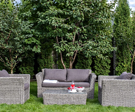 Лаунж-зона Капучино Сингл 4SIS из искусственного ротанга (гиацинт), цвет серый