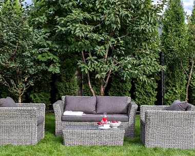 Лаунж-зона Капучино Сингл 4SIS из искусственного ротанга (гиацинт), цвет серый
