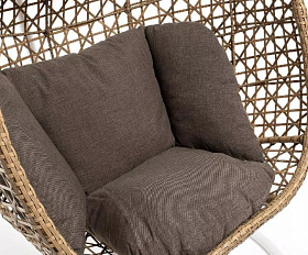Подвесное кресло Флоренция 4SIS из искусственного ротанга, цвет соломенный с серо-коричневой подушкой