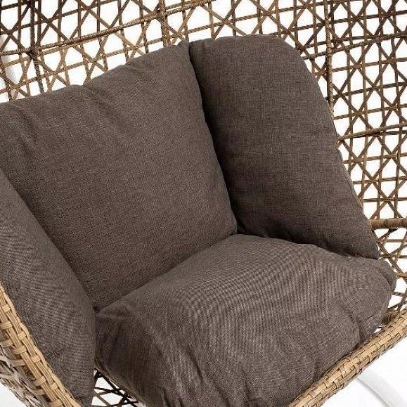Подвесное кресло Флоренция 4SIS из искусственного ротанга, цвет соломенный с серо-коричневой подушкой фото 3