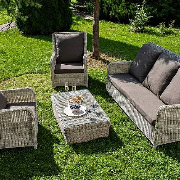 Лаунж-Зона Гляссе 4SIS из искусственного ротанга, цвет бежевый фото 1