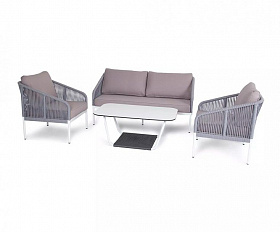 Лаунж-зона 4-местная Канны 4SIS из роупа (веревки), цвет светло-серый