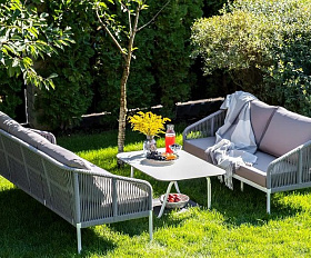 Диван двухместный Канны 4SIS из роупа (веревки), цвет светло-серый